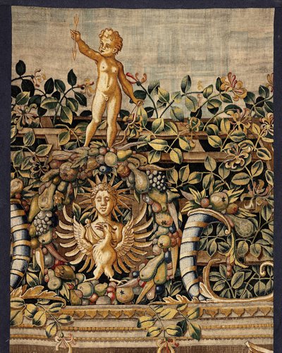 Vertumnus en Pomona: Vertumnus getransformeerd in een visser, ca. 1550 (goud, wol en zijde) door Pieter Coecke van Aelst