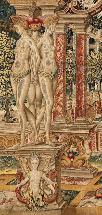 Vertumnus en Pomona: Vertumnus getransformeerd in een snoeier. ca. 1550 (tapijt) door Pieter Coecke van Aelst