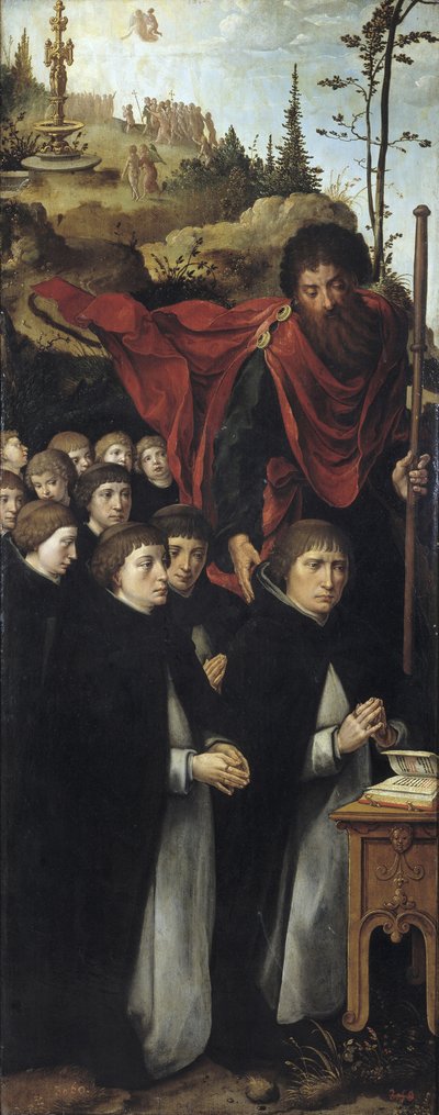 De Apostel Sint Jacobus de Meerdere met Predikers, Rechterpaneel van het Laatste Oordeel drieluik door Pieter Coecke van Aelst