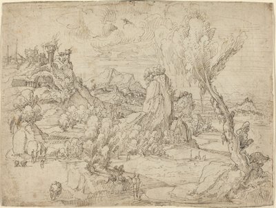 Landschap met de doop van Christus door Pieter Cornelisz Kunst