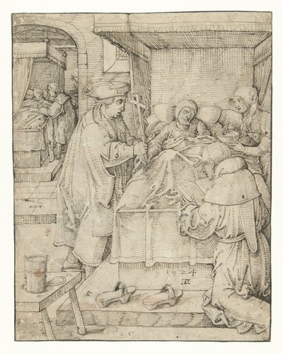 Het verzorgen van de zieken (Werken van Barmhartigheid) door Pieter Cornelisz. genaamd Kunst