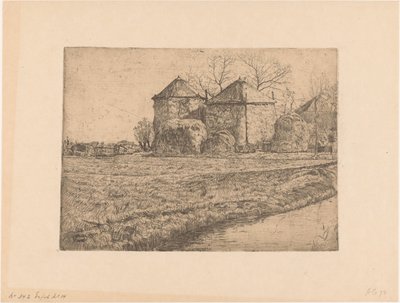 Boerderij met twee hooischuren door Pieter Dupont