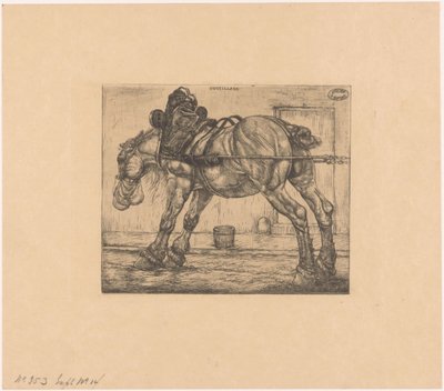 Trekpaard met haverzak door Pieter Dupont