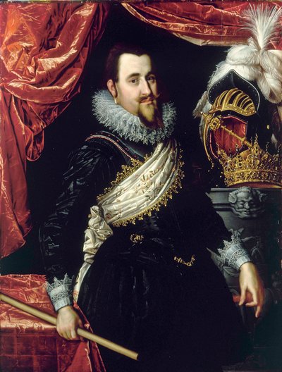 Portret van Christian IV, koning van Denemarken (1577-1648) (ca. 1615) door Pieter Fransz. Isaacsz.