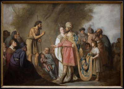 Sint Johannes de Doper predikend voor Herodes. Schilderij door Pieter Fransz de Grebber. door Pieter Fransz. de Grebber