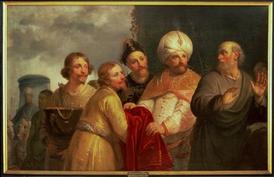De Profeet Elisa Weigert Geschenken van Naäman door Pieter Fransz. de Grebber
