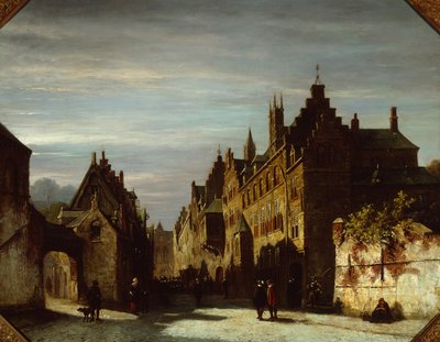 Een Nederlandse Straatscène met Soldaten door Pieter Gerard Vertin