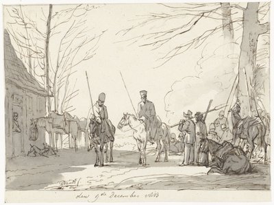 Bivak der kozakken, 9 december 1813 door Pieter Gerardus van Os (signed by artist)