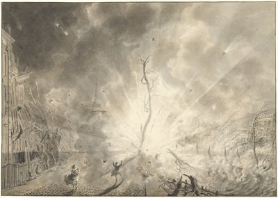De buskruitramp te Leiden, 12 januari 1807 door Pieter Gerardus van Os (signed by artist)