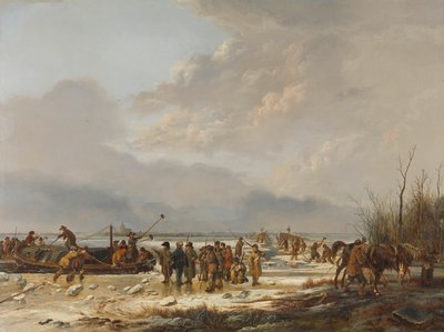 Het Breken van het IJs op de Karnemelksloot, Naarden, januari 1814 door Pieter Gerardus van Os