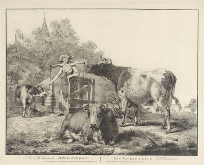Koeien en een melkmeid door Pieter Gerardus van Os