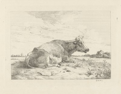 Liggende koe met distel door Pieter Gerardus van Os