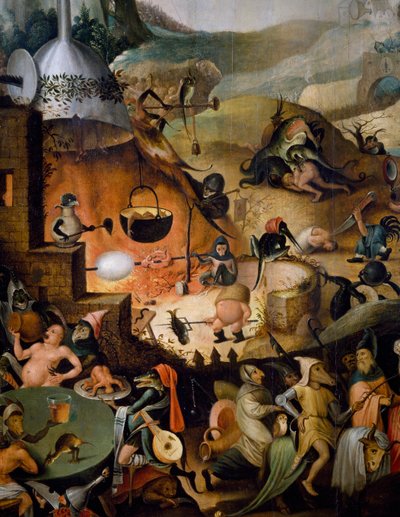 Hel, detail (Laatste Oordeel), ca. 1554, schilderij door Pieter Huys (ca. 1520-ca. 1584) door Pieter Huys