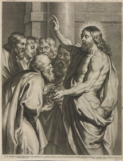 Christus geeft de sleutels aan Petrus door Pieter I de Jode