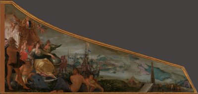 Amsterdam als het centrum van de wereldhandel (detail) door Pieter Isaacsz.