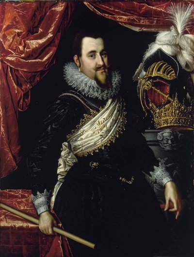 Portret van koning Christiaan IV van Denemarken 1577-1648, ca. 1615 door Pieter Isaacsz