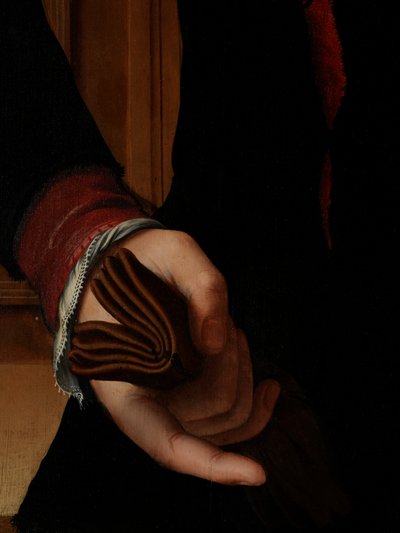 (detail) van Portret van Jan van Eyewerve door Pieter Jansz. Pourbus