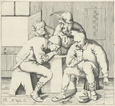 Vier mannen rond een tafel door Pieter Jansz Quast (possibly)