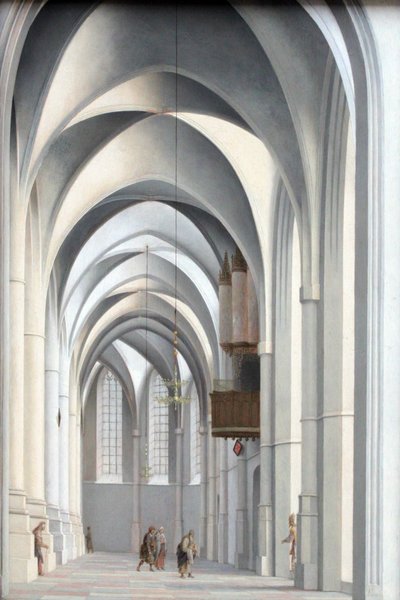 Blik in de kooromgang van Sint Bavo in Haarlem door Pieter Jansz. Saenredam
