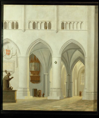Interieur van de Sint-Bavokerk in Haarlem, Nederland ... door Pieter Jansz Saenredam