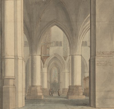 Het koor en de noordelijke kooromgang van de Sint-Bavokerk, Haarlem door Pieter Jansz. Saenredam