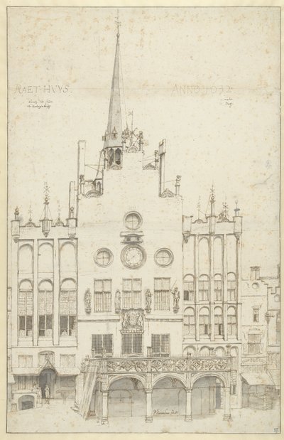 Gezicht op het stadhuis, 