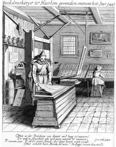 De boekbinderij van Laurens Janszoon Koster, uit 