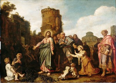 Christus en de Kananese vrouw (Mattheüs 15:21-21; Marcus 7:24-30) door Pieter Lastman