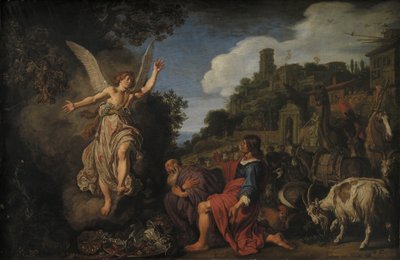 De Engel Raphael Neemt Afscheid van Oude Tobit en zijn Zoon Tobias door Pieter Lastman
