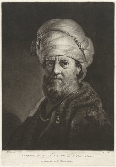 Portretbuste van een man met een tulband door Pieter Louw