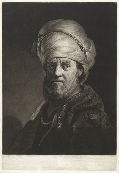Portretbuste van een man met een tulband door Pieter Louw