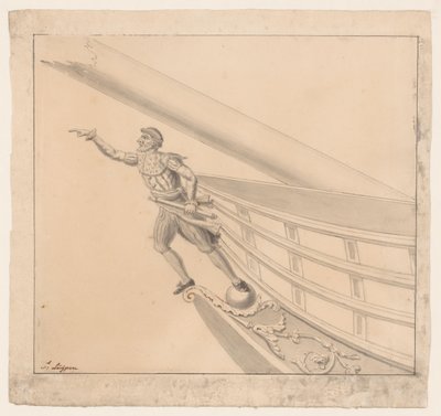 Boegbeeld van een man met een verrekijker door Pieter Luypen (signed by artist)