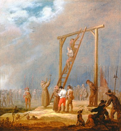 Een executie aan een galg door Pieter Meulener