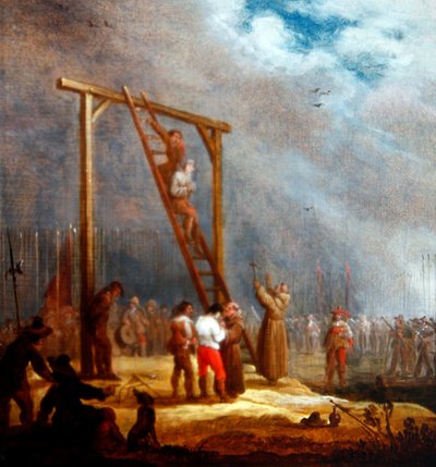 Een executie aan een galg door Pieter Meulener