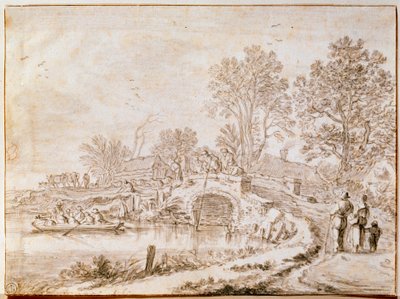 Brug Over een Kanaal in de Maand Mei, 1656 door Pieter Molijn