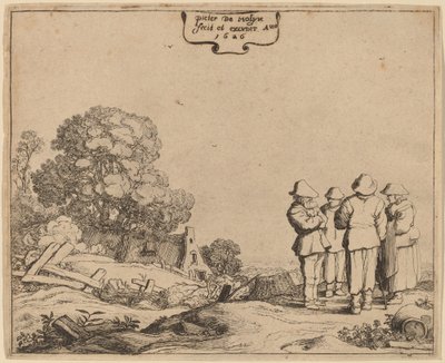 Drie Boeren en een Vrouw door Pieter Molijn