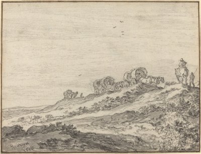 Reizigers langs de top van een heuvel door Pieter Molijn