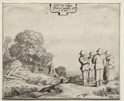Landschap met Vier Boeren die Praten, 1626 door Pieter Molyn