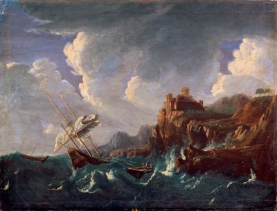 Stormachtige zee, 17e eeuw door Pieter Mulier the Younger