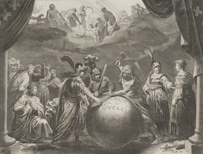 Plaat 12: Allegorie op de onenigheid in Frankrijk, uit Caspar Barlaeus, Medicea Hospes, 1638 door Pieter Nolpe