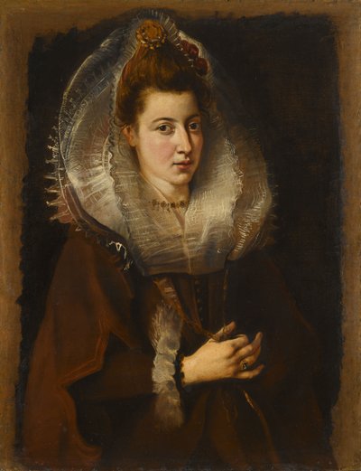 Portret van een jonge vrouw met een ketting door Pieter Paul Rubens