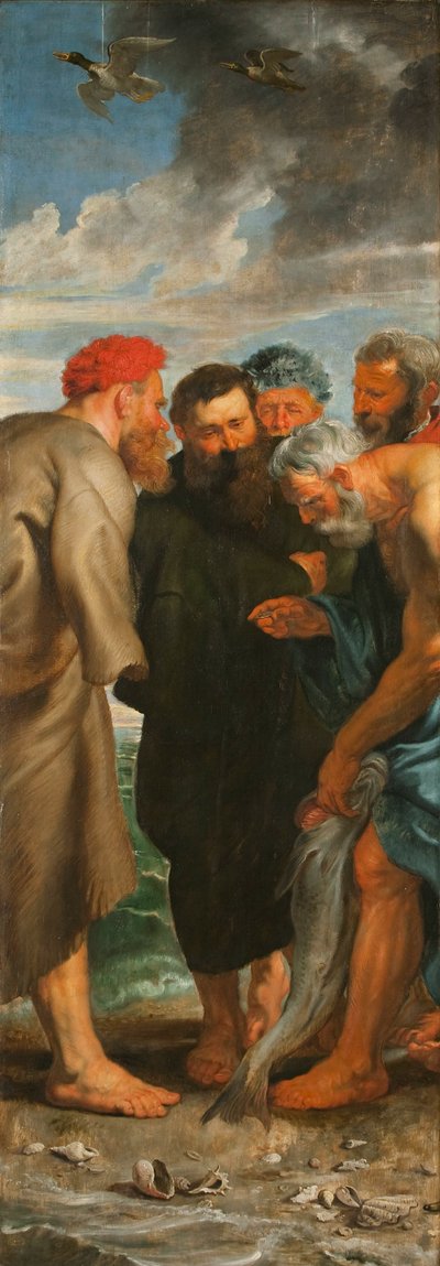 De wonderbaarlijke visvangst drieluik, linker paneel, 1618-1619 door Pieter Paul Rubens