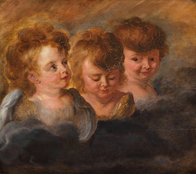 Drie engelenhoofden in de wolken door Pieter Paul Rubens