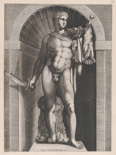 Speculum Romanae Magnificentiae: Diomedes met het Palladium in zijn linkerhand door Pieter Perret