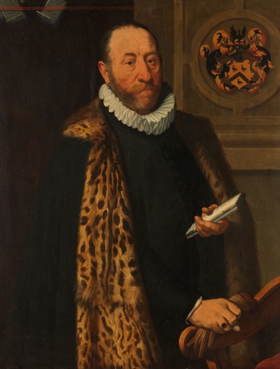 Portret van Mattheus Augustijnsz Steyn, raadslid in het College van de Admiraliteit van het Noorderkwartier in Dokkum door Pieter Pietersz. (I)