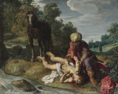 De barmhartige Samaritaan, c. 1612 door Pieter Pietersz. Lastman