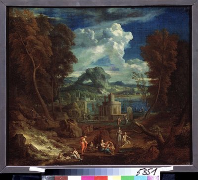Landschap met badende nimfen door Pieter Rysbrack