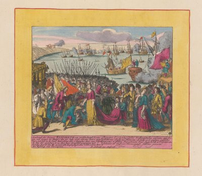 Aankomst van Prinses Elisabeth Christine van Wolfenbüttel in Mutaro, 1708 door Pieter Schenk (I)