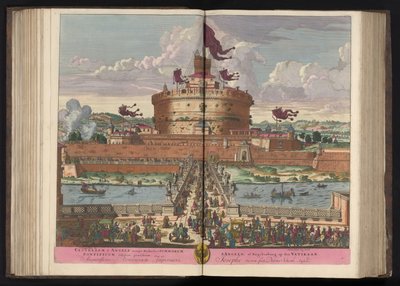 Engelenburcht aan de rivier de Tiber te Rome door Pieter Schenk (I)