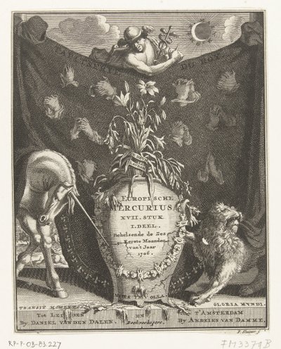 Titelpagina voor de Europische Mercurius voor het jaar 1706 door Pieter Sluyter